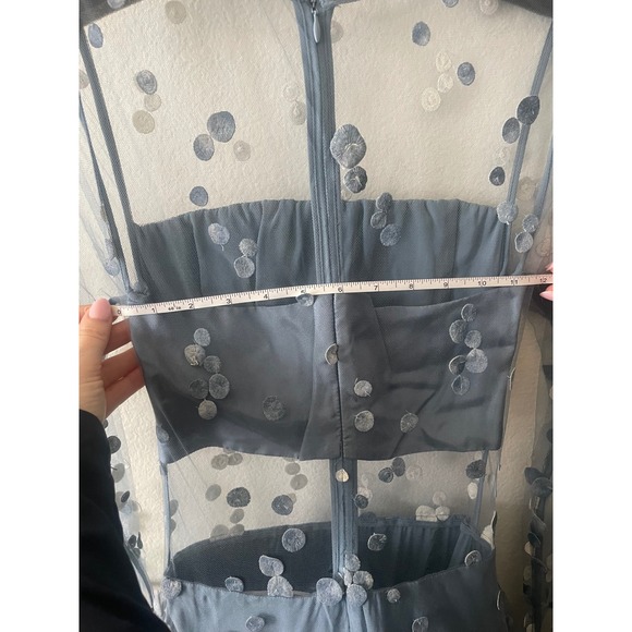 Alexis Veda Blue Floral Applique Sheer Mesh Midi Dress 6DRES02616 Size 00 - Picture 6 of 8